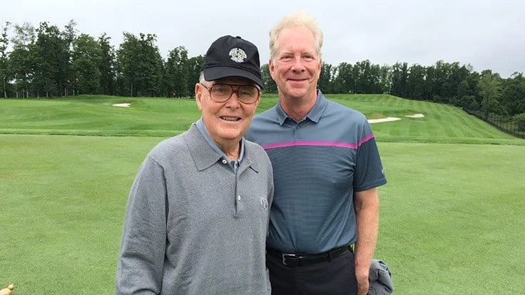 Pete Dye pictured with Tim Liddy during a groundbreaking event at Nemacolin Woodlands in 2015. 