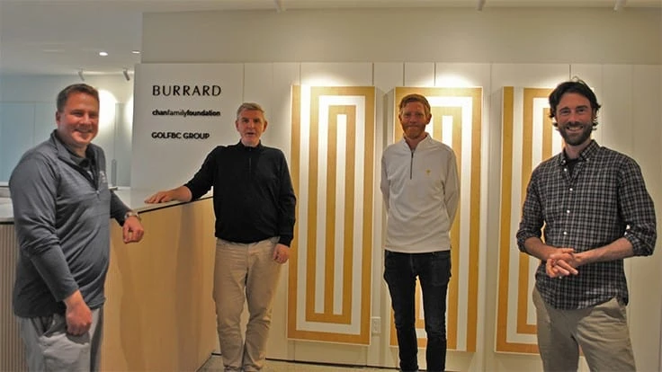  Brett Finlayson, Andy Hedley, Alex Hay and Oliver Tubb at GolfBC Group HQ in Vancouver.