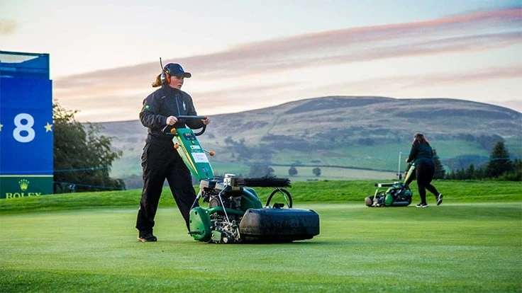 John Deere equipment at the 2019 Solheim Cup at Gleneagles in Scotland.