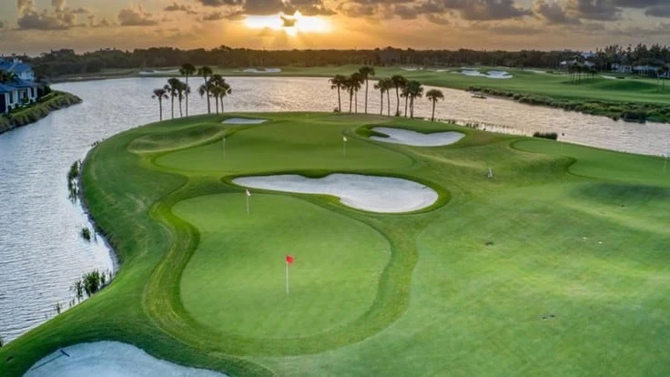 The desire to renovate practice facilities is helping drive steady golf construction demand in Florida. Pictured is the renovated and expanded facility at The Windsor Club in Vero Beach.