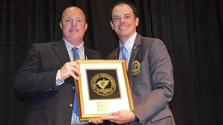 Carolinas GCSA immediate past president Brian Stiehler and current president Billy Bagwell.