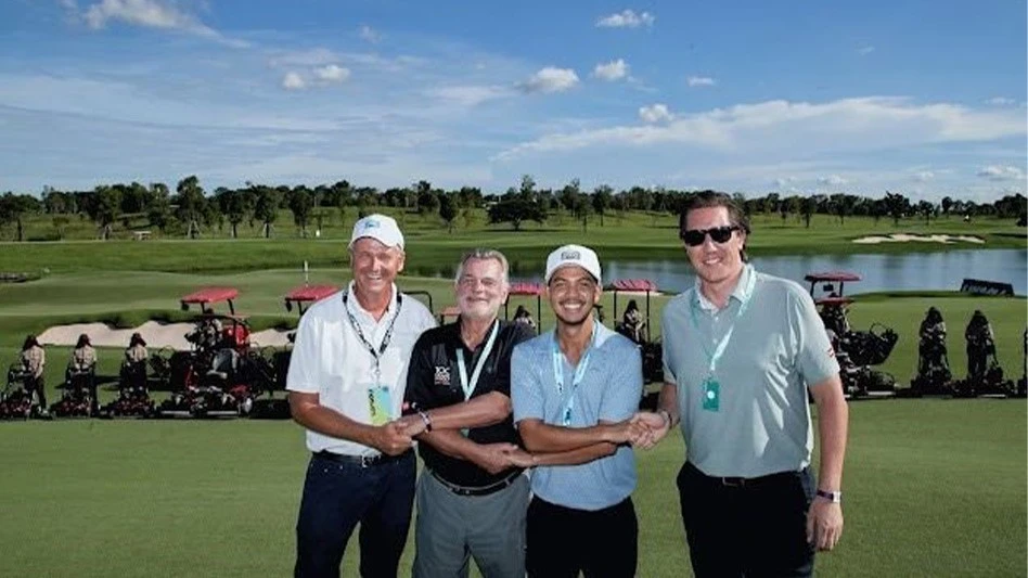 Stonehill director of agronomy Darren Moore, Toro Asia Pacific managing director Richard Walne, Stonehill executive director Saris Ratanavadi, and Jebsen & Jessen Technology Turf & Irrigation regional director Philipp Hoffmann.