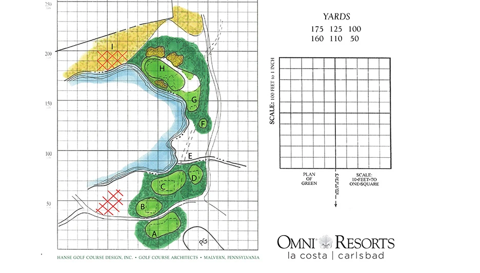 Rendering of the par-3 16th hole being designed by Hanse Golf Course Design on the Champions Course at Omni La Costa Resort & Spa.
