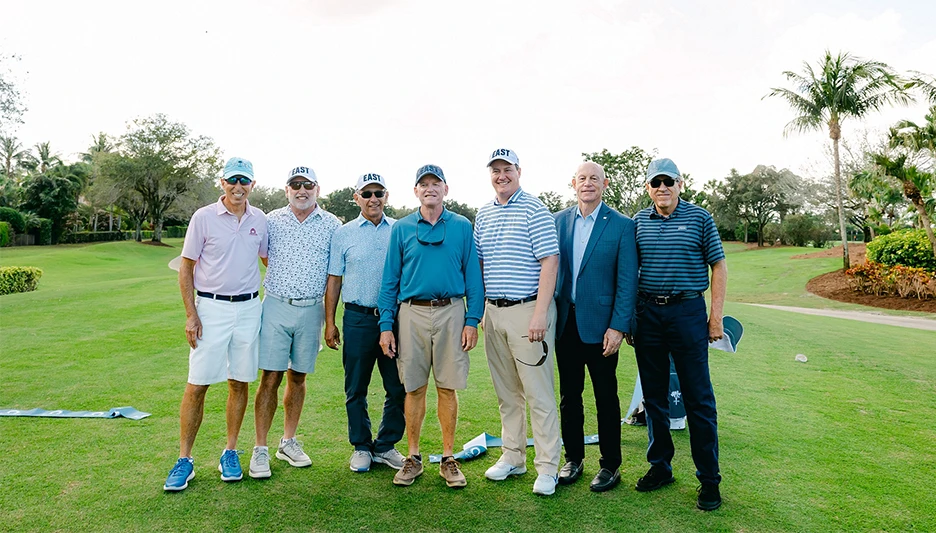 Carl Ekstein, David Berkowitz, David Frank, Chris Cochran, Chad Goetz, Paul Stringer and Ron Despain at the reopening of the BallenIsles Country Club East Course.
