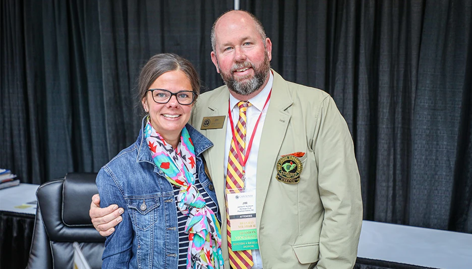 Jim Huntoon, right, with his wife Molly. Huntoon is in his first full year as an associate professor in the Golf and Sports Turf department at Horry-Georgetown Technical College in Conway, South Carolina.