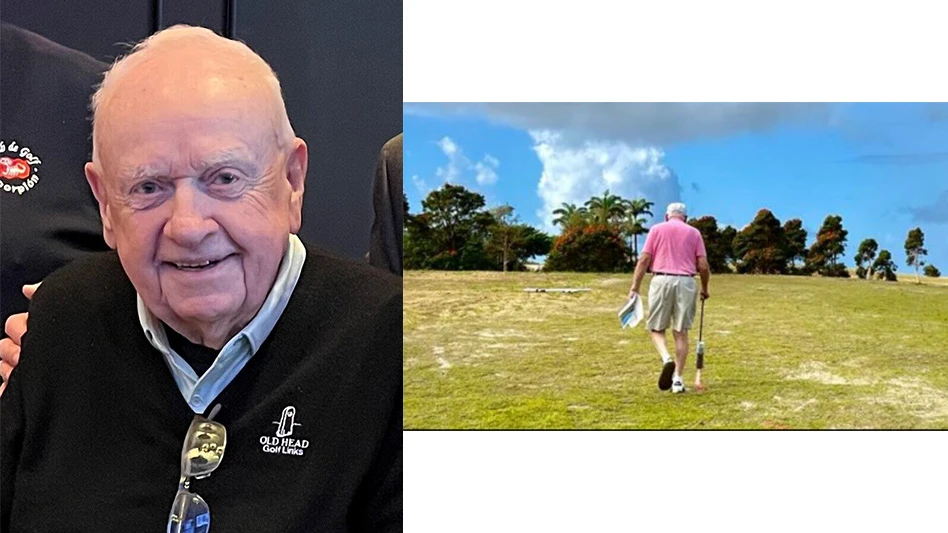 Ron Kirby (left) on the site of his final design project at Apes Hill Barbados. Kirby died Aug. 17, 2023 at age 90.