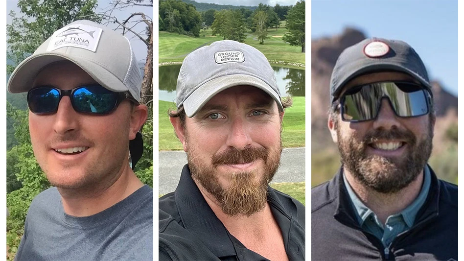Left to right, Josh Budds of River Run CC, Peter Danaher of Lexington G&CC, and Andrew LeBlanc of The Short Course at Mountain Shadows.