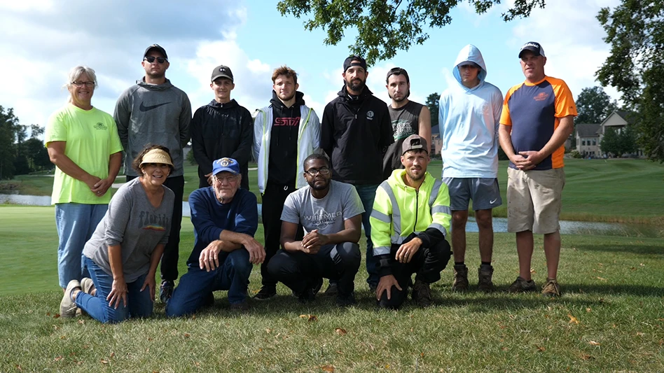The 2023 Kennsington Golf groundskeeping, horticulture and landscaping team with superintendent Sean Novotny (far right).