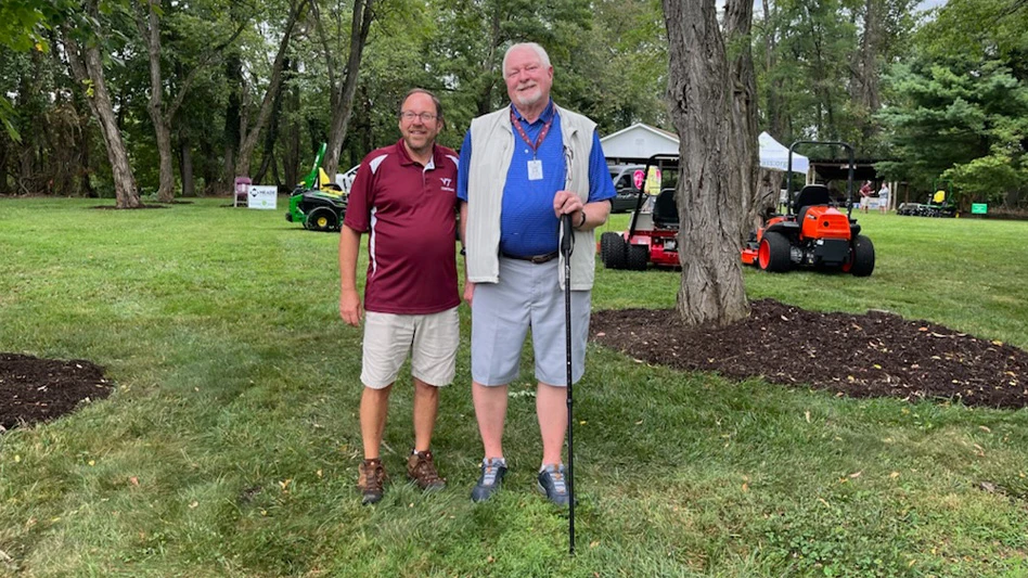 Drs. Mike Goatley, left, and David Chalmers have been key figures in the evolution of the Virginia Turfgrass Foundation.