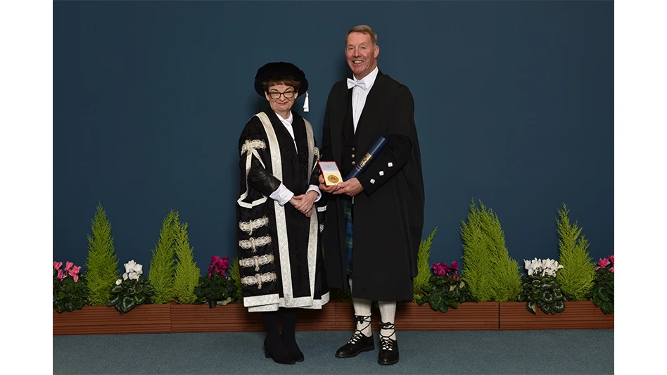 Gordon Moir (right) and St Andrews University Vice-Chancellor Professor Dame Sally Mapstone.