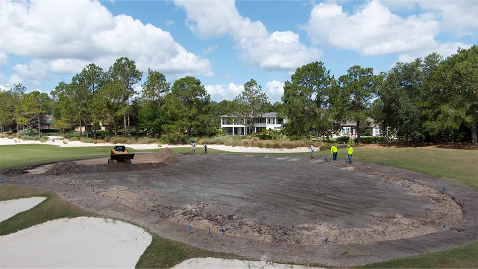 Greens renovation at the King & Bear Golf Course at World Golf Village in St. Augustine, Florida.