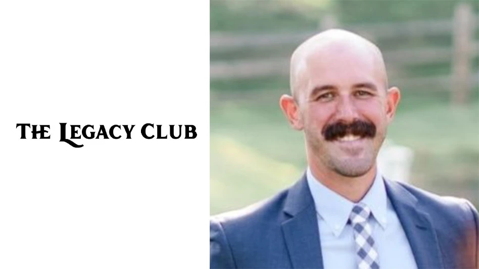 The Legacy Club superintendent AJ Josefoski next to the club wordmark.