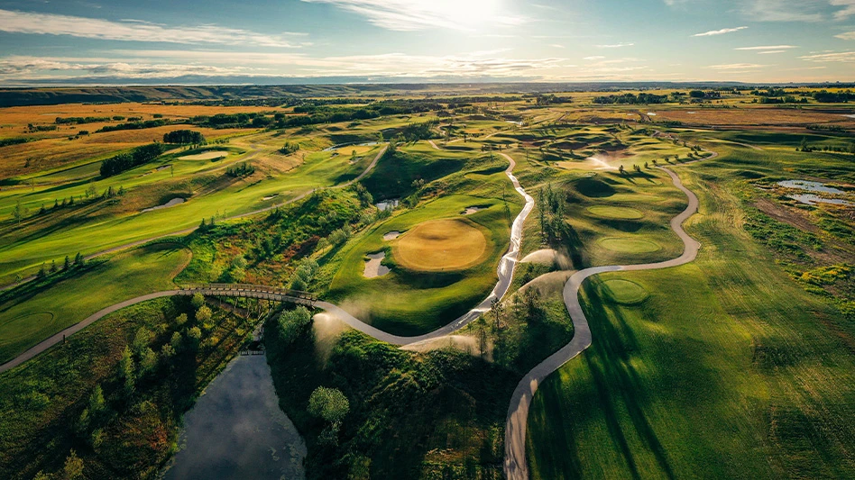 An aerial photograph of Mickelson National in Harmony, Alberta, Canada.