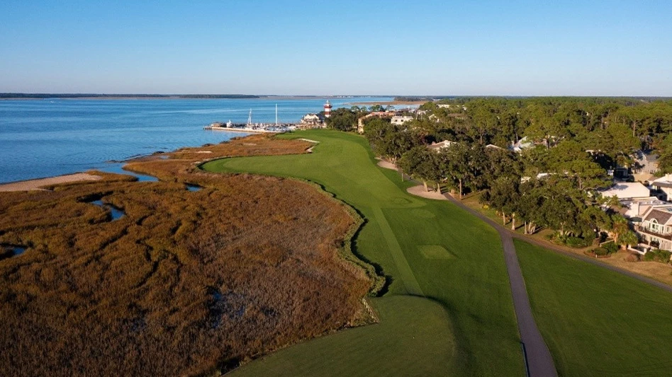 An aerial photograph of Harbour Town Golf Links.