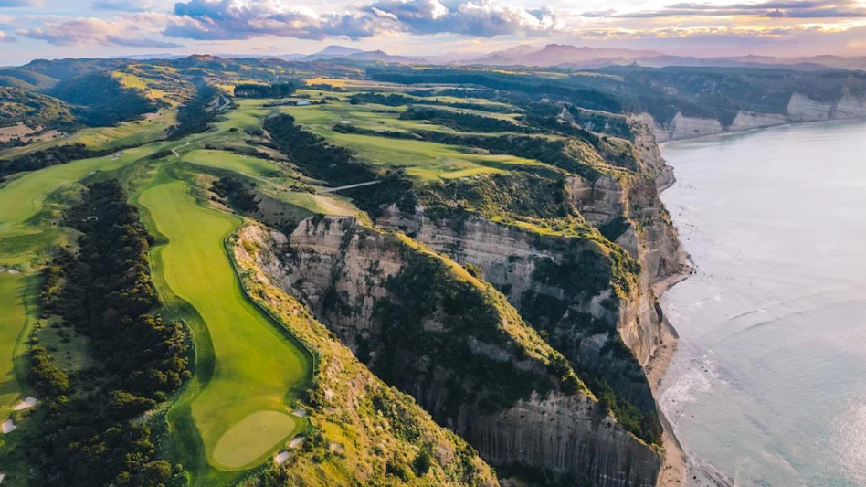 The 15th hole of Cape Kidnappers Golf Course in New Zealand.