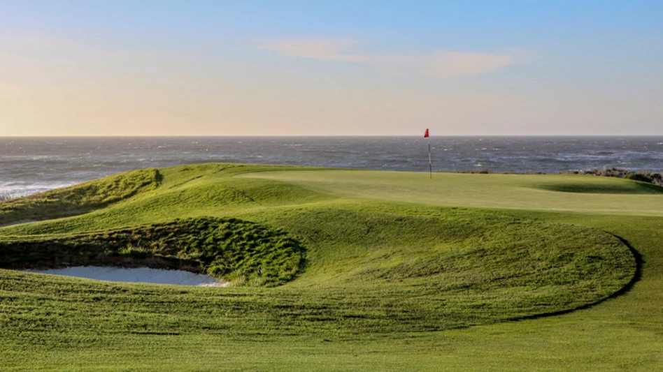 The first green at Spanish Bay in California.