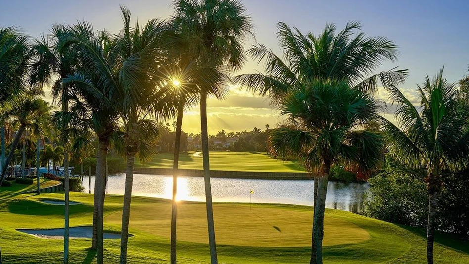 The 18th hole at Jonathan's Landing Golf Club in Florida.