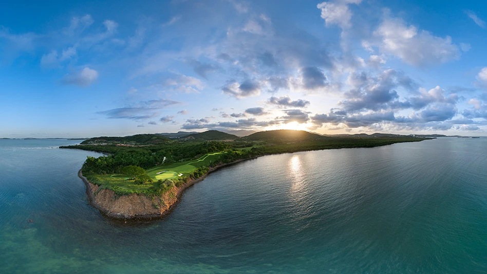 A drone shot of Moncayo Golf Club.