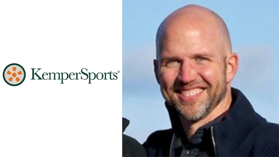 KemperSports strategy EVP Andrew Fleming next to the company's logo.