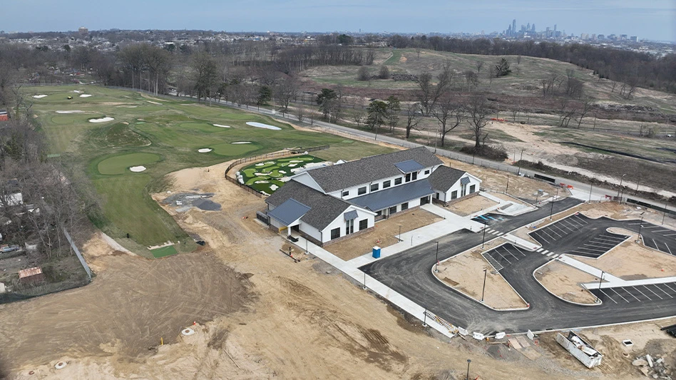 An aerial shot of Cobbs Creek Golf Course in Philadelphia