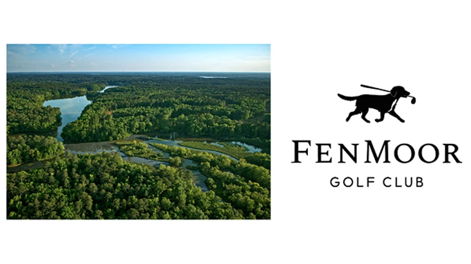 An aerial of the land that will become Fenmoor Golf Club, with the club's new logo.
