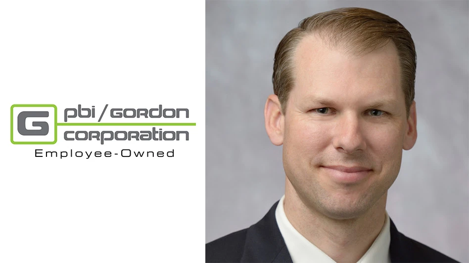 Kevin Laycock next to the PBI-Gordon company logo.