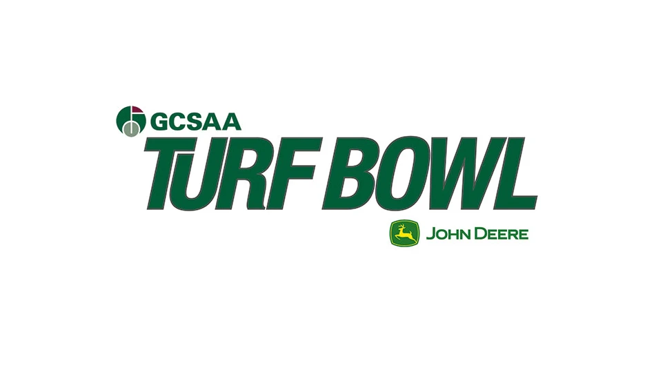 John Deere logo and GCSAA Turf Bowl logo