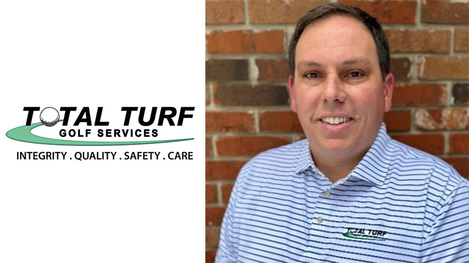 Justin Appel next to the Total Turf Golf Solutions logo.